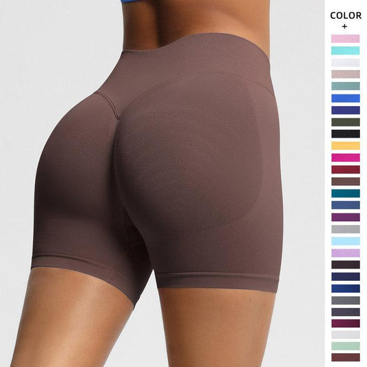 Seamless Three-section Waist Fitness Shorts Women's High Top Sports Yoga Shorts - BPRunning
