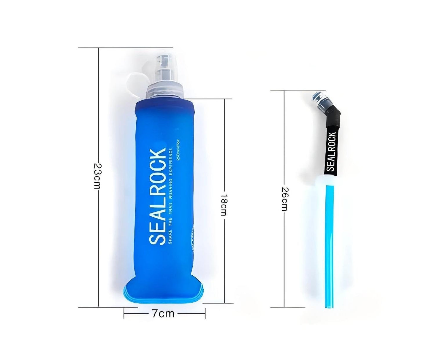 Customizable Collapsible Water Bottles - SEAL ROCK Soft Flask (250ml & 500ml, Pack of 2) - BPRunning