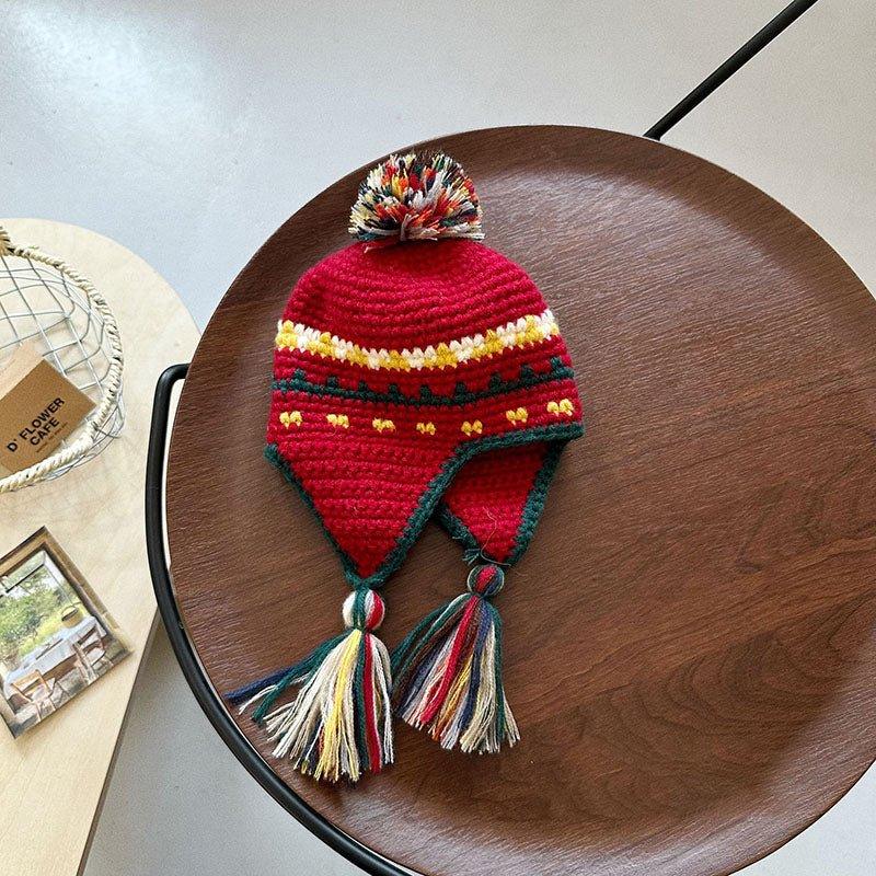 MILANCEL Winter Retro Knitted Beanie for Kids—Colorful Ear Protection Caps - BPRunning