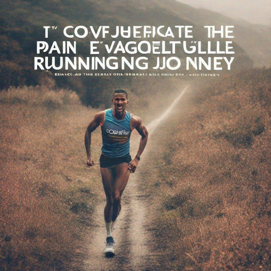 Runner on dirt trail with motivational quote, wearing athletic gear for endurance training