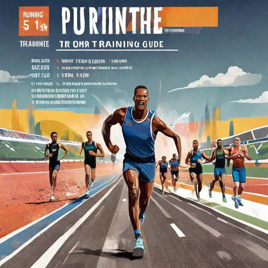 Runner sprinting on track with training guide, ideal for running accessories and gear