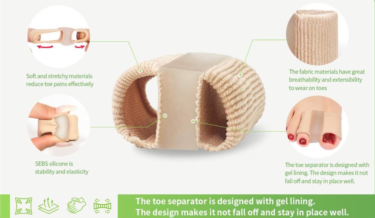 (2 Pcs) Gel Bunion Toe Separators - Breathable Protectors for Overlapping Toes - BPRunning