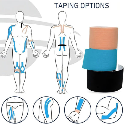 (2 Rolls) Kinesiology Tape - Waterproof, Elastic, Self-Adhesive for Sports - BPRunning