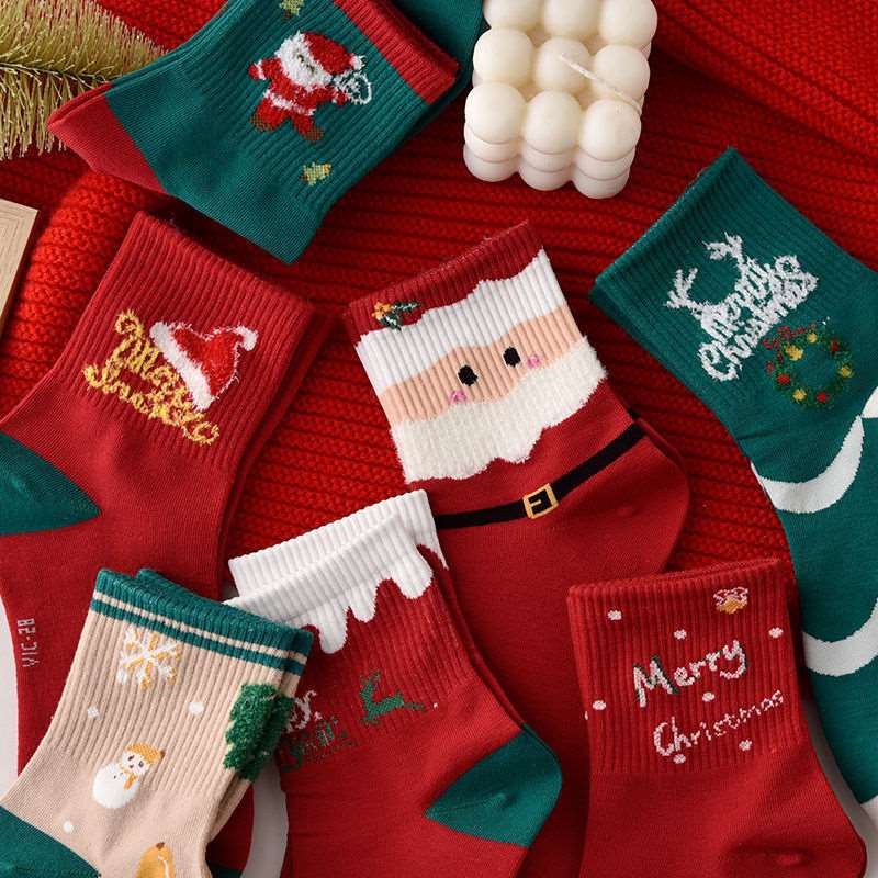5 Pairs of Cartoon Christmas Socks for Women - Festive Home Decorations & Gifts - BPRunning