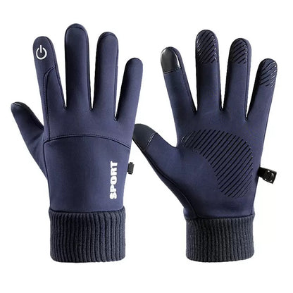 Men's Winter Running Gloves - Velvet Lined, Waterproof, Touchscreen