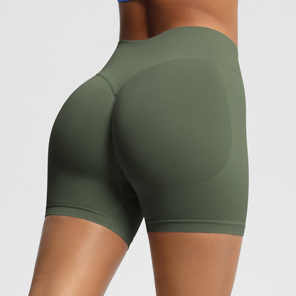 Seamless Three-section Waist Fitness Shorts Women's High Top Sports Yoga Shorts - BPRunning