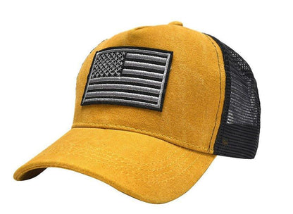 Black Trucker Hat with Flag Patch - Adjustable Snapback Cap - BPRunning