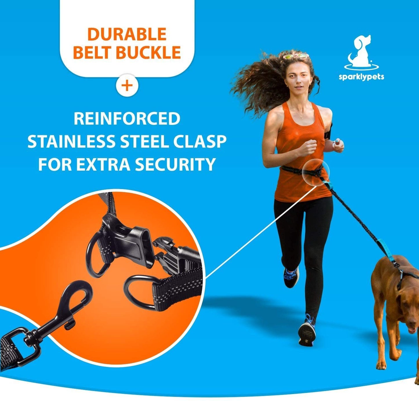Hands-Free Dog Leash - Adjustable Bungee Waist Leash with Reflective Stitching - BPRunning