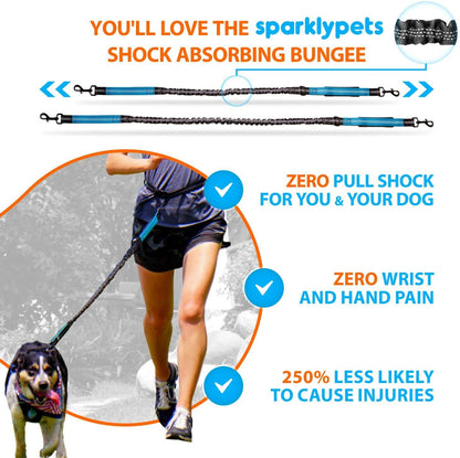 Hands-Free Dog Leash - Adjustable Bungee Waist Leash with Reflective Stitching - BPRunning