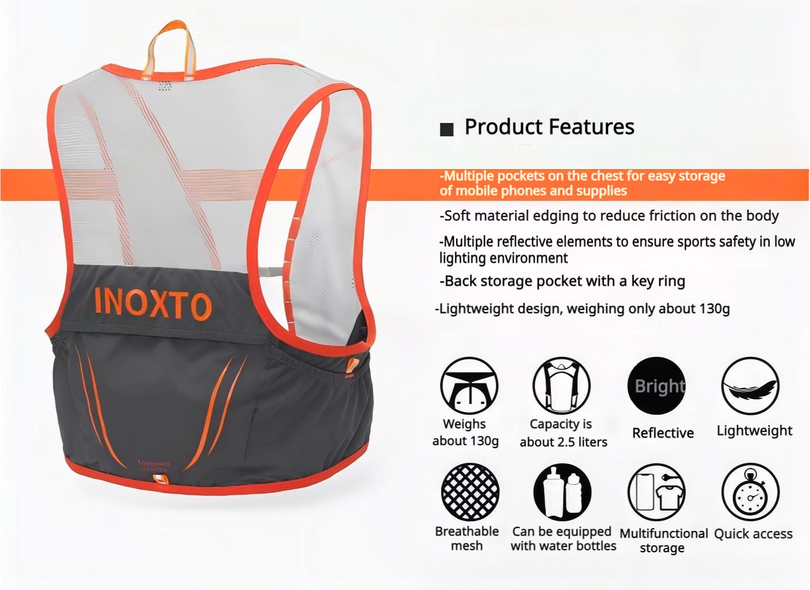 INOXTO- 3.5L Lightweight running backpack hydration vest - BPRunning