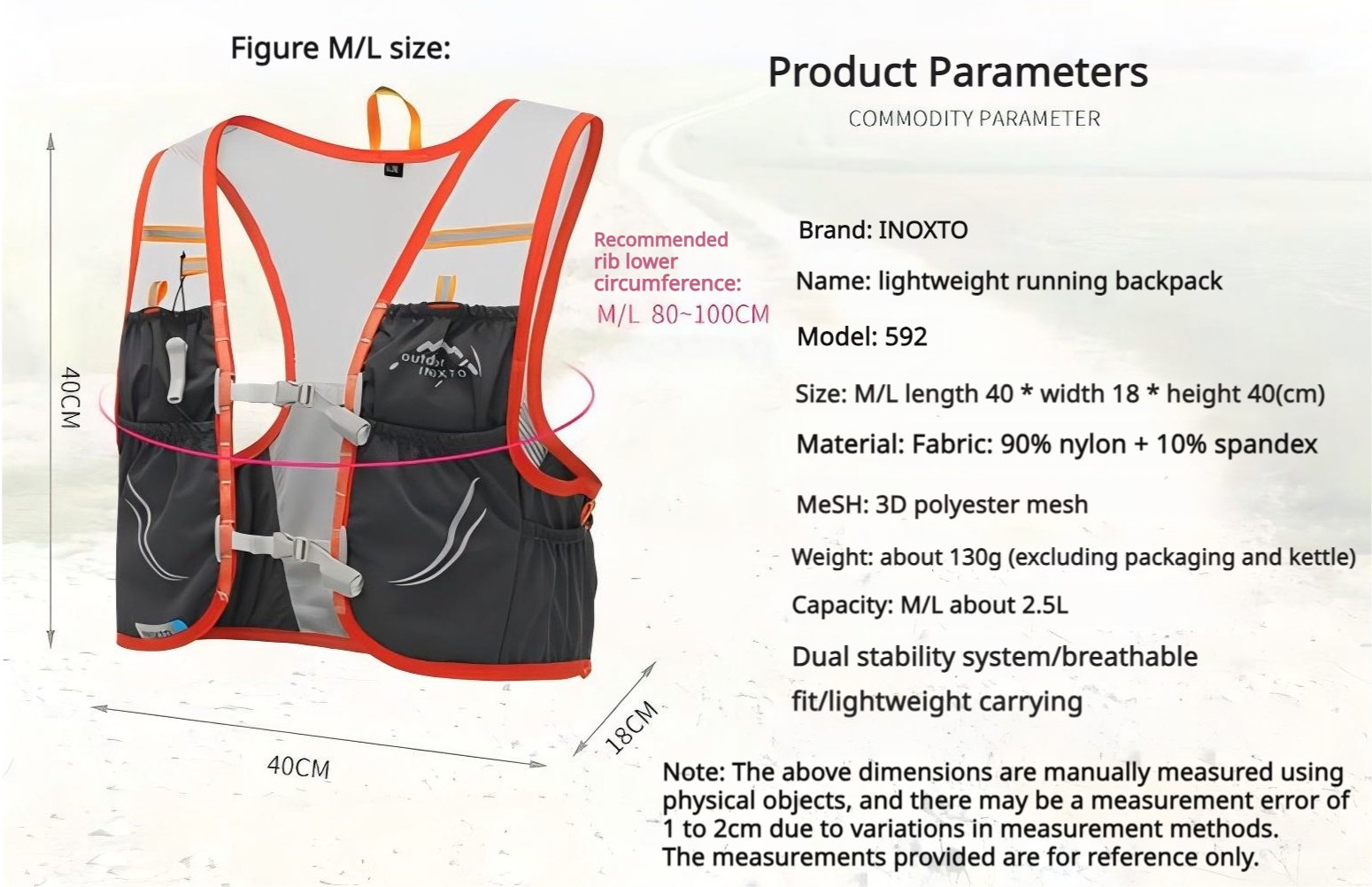 INOXTO- 3.5L Lightweight running backpack hydration vest - BPRunning