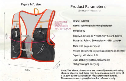 INOXTO- 3.5L Lightweight running backpack hydration vest - BPRunning