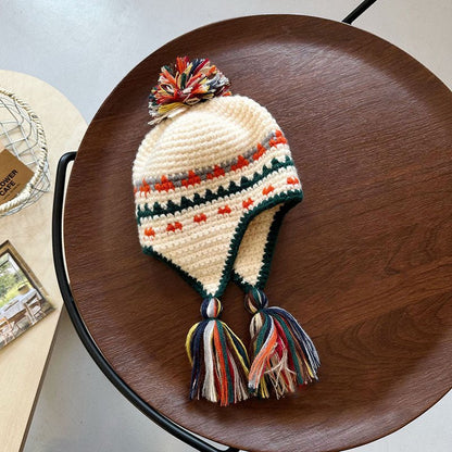 MILANCEL Winter Retro Knitted Beanie for Kids—Colorful Ear Protection Caps - BPRunning