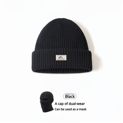 Winter Knitted Hat: 2-in-1 Outdoor Running Cycling Cap with Full Face Protection and Earmuffs - BPRunning